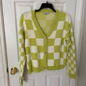 Lime Green Checkered Sweater